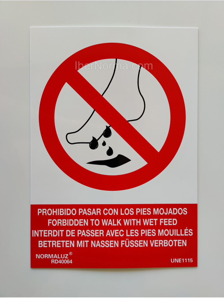 Señal Prohibido pasar con los pies mojados PVC NMZ Normaluz