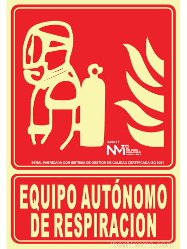 Señal Equipo Autónomo de Respiración - PVC - NMZ (Normaluz)