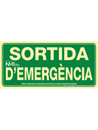 Senyal Sortida d'Emergència (Catalán - Català) - PVC - NMZ (Normaluz)