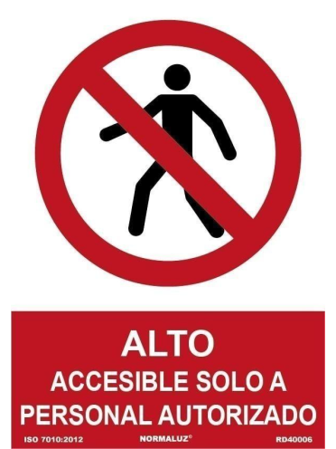 Cartel adhesivo - ALTO Accesible solo a personal autorizado - NMZ (Normaluz)