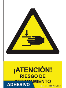 Cartel adhesivo - ¡Atención! Riesgo de atrapamiento - NMZ (Normaluz)
