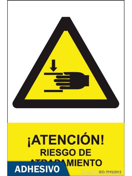 Cartel adhesivo - ¡Atención! Riesgo de atrapamiento - NMZ (Normaluz)