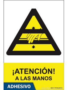 Cartel adhesivo - ¡Atención! A las manos - NMZ (Normaluz)