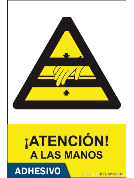 Cartel adhesivo - ¡Atención! A las manos - NMZ (Normaluz)