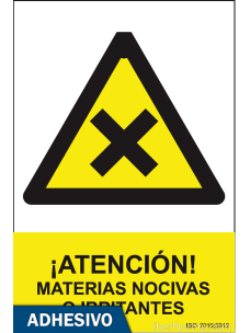 Cartel adhesivo - ¡Atención! Materias nocivas o irritantes - NMZ (Normaluz)