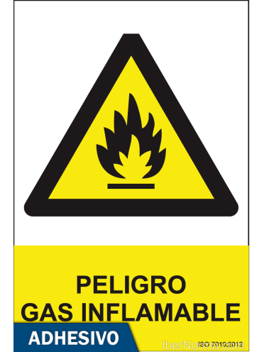 Cartel adhesivo - Peligro Gas inflamable - NMZ (Normaluz)