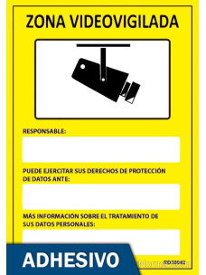 Cartel adhesivo - Zona videovigilada - NMZ (Normaluz)
