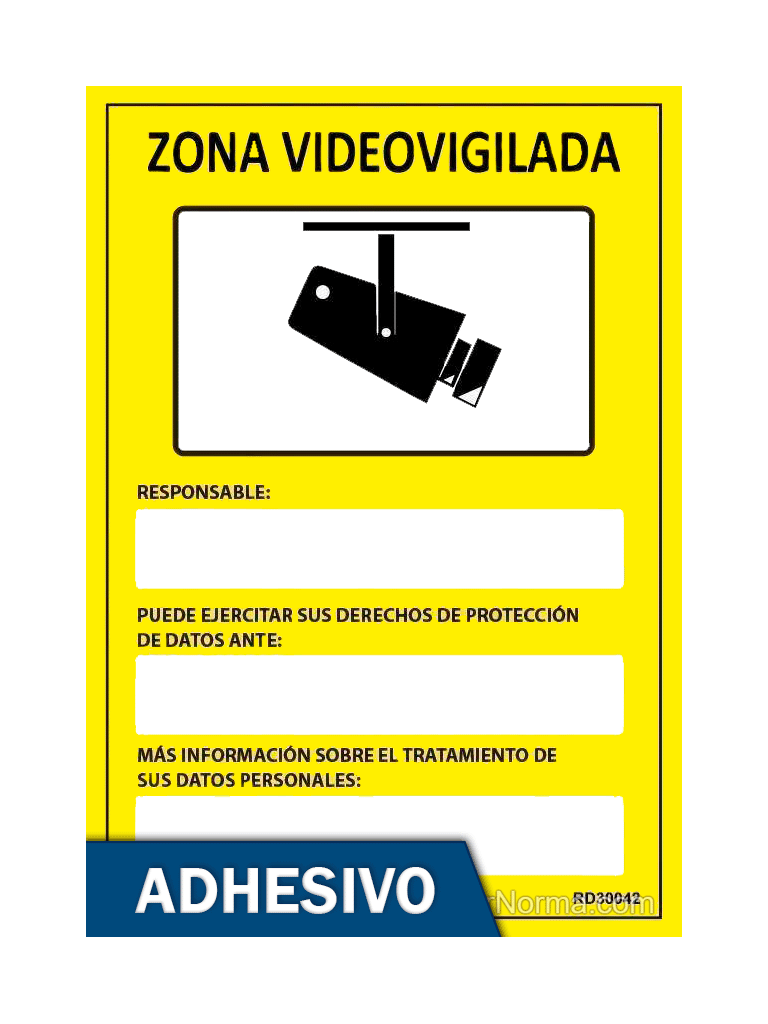 Cartel adhesivo - Zona videovigilada - NMZ (Normaluz)