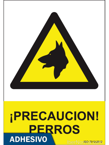 Cartel adhesivo - ¡Precaución! Perros - NMZ (Normaluz)