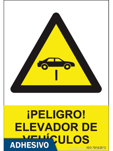 Cartel adhesivo - ¡Peligro! Elevador de vehículos - NMZ (Normaluz)