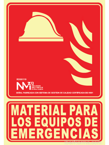 Señal Material para los Equipos de Emergencias - PVC - NMZ (Normaluz)