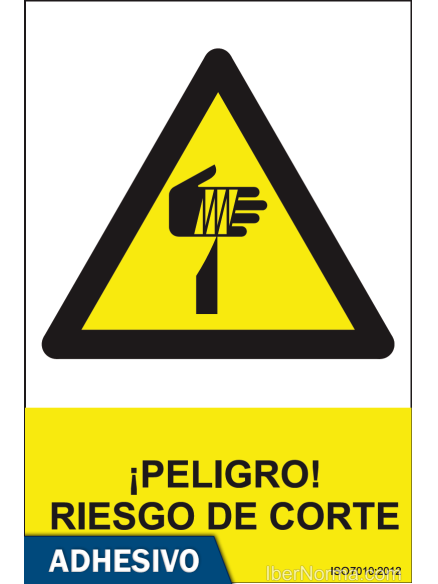 Cartel adhesivo - ¡Peligro! Riesgo de corte - NMZ (Normaluz)