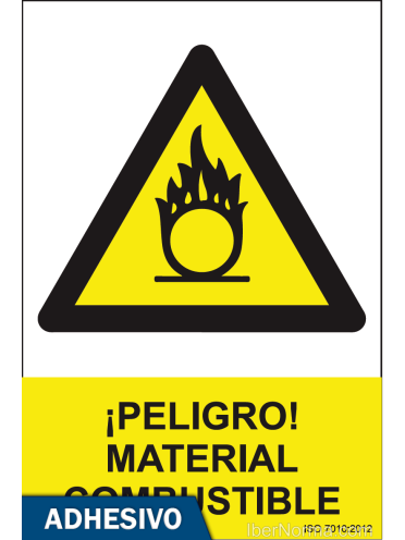 Cartel adhesivo - ¡Peligro! Material combustible - NMZ (Normaluz)