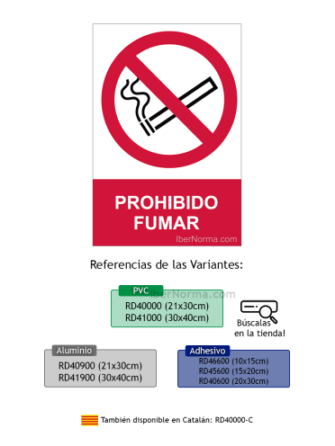 Señaletica Cartel Adhesivo Prohibido Fumar 20x30cm