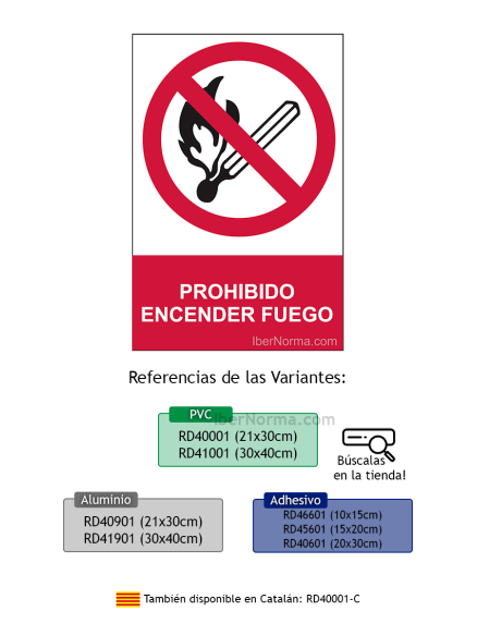 Cartel Prohibido fumar/enc fuego 204
