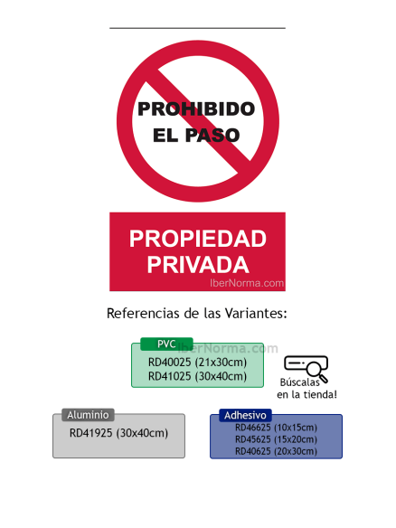 Señal Aluminio - Prohibido el paso Propiedad privada - NMZ (Normaluz)