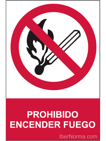 Señal Prohibido encender fuego - PVC - NMZ (Normaluz)