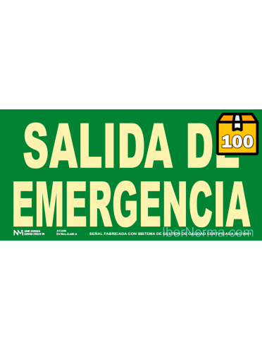 [1.48€/ud.] Caja 100 ud. - Señal Salida de emergencia - PVC Clase B - NMZ (Normaluz)