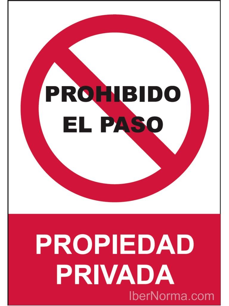 Cartel Horizontal Prohibido El Paso 🚷 Material PVC 0,7mm Tamaño 8x35cm