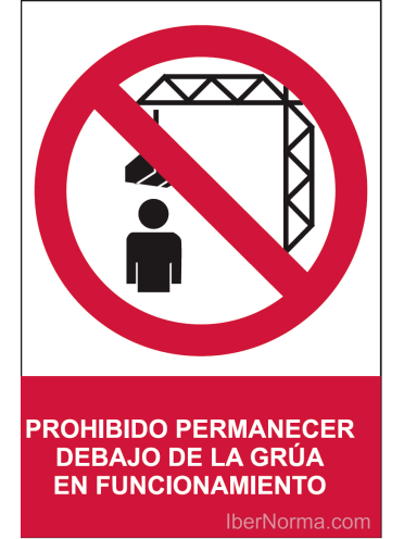 Señal Prohibido permanecer debajo de la grúa en funcionamiento - PVC - NMZ (Normaluz)