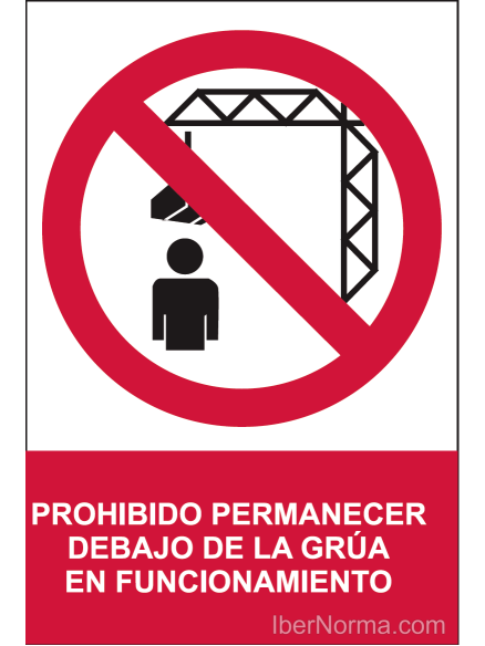 Señal Prohibido permanecer debajo de la grúa en funcionamiento - PVC - NMZ (Normaluz)