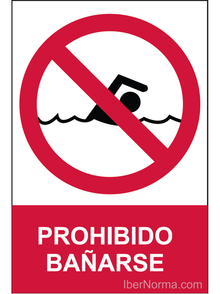 Señal o señalización en BIM de Prohibido bañarse