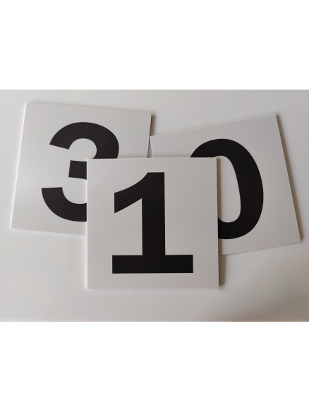 Cartel cuadrado y fondo blanco con número o letra - PVC Forex - IberNorma