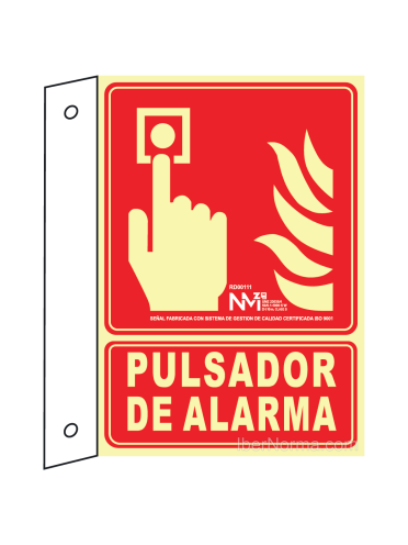 Señal en Banderola Pulsador de Alarma - PVC - NMZ (Normaluz)