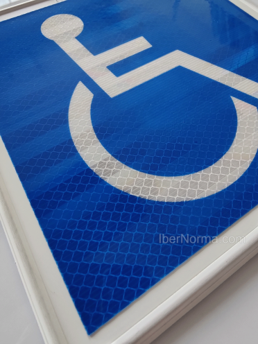 Señal V15 PMR Personas con movilidad reducida Minusválidos Homologada - Aluminio reflectante - IberNorma