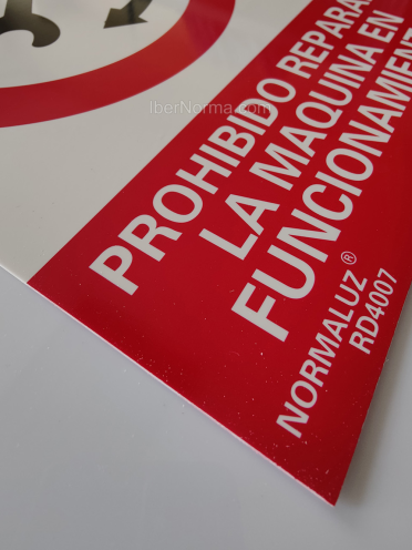 Señal Prohibido reparar la máquina en funcionamiento - PVC - NMZ (Normaluz)