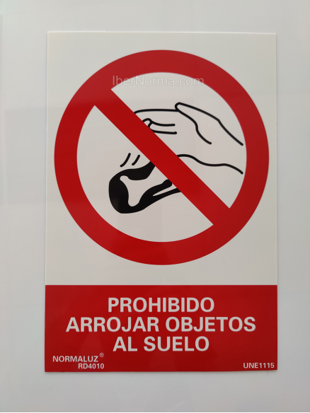 Señal Prohibido arrojar objetos al suelo - PVC - NMZ (Normaluz)