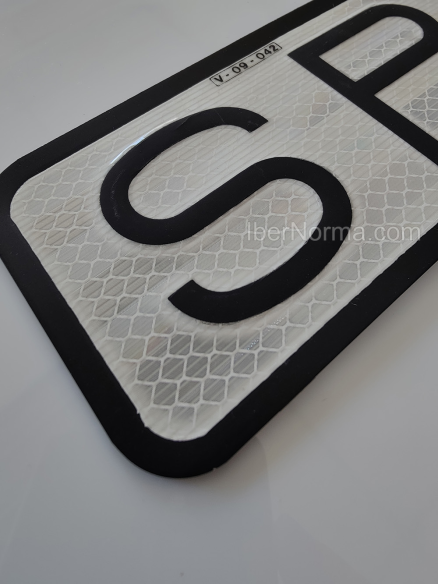 Señal V9 SP Servicio Público - Aluminio reflectante - IberNorma