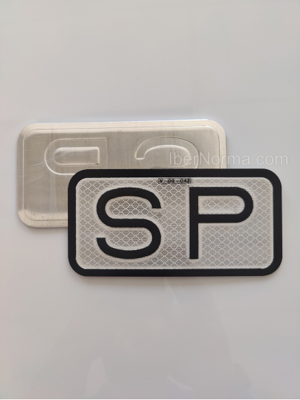 Señal V9 SP Servicio Público - Aluminio reflectante - IberNorma