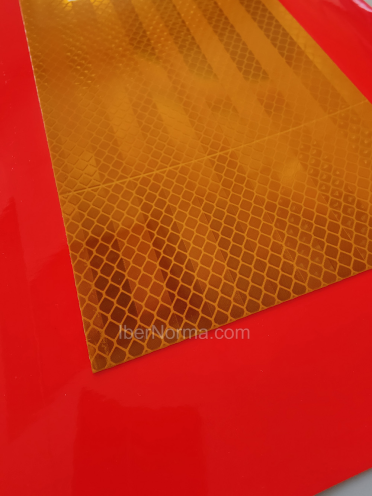 (2ud.) Placas V6 Vehículo largo Adhesiva - 565x195mm homologada - IberNorma