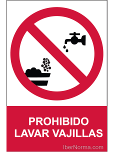 Señal Prohibido lavar vajillas - PVC - NMZ (Normaluz)