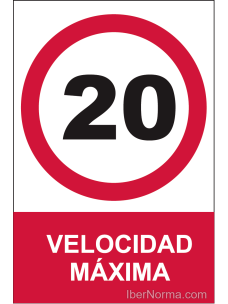 Señal Velocidad máxima 20 km/h - PVC - NMZ (Normaluz)