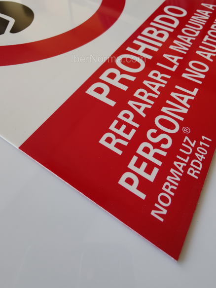 Señal Prohibido reparar la maquina a personal no autorizado - PVC - NMZ (Normaluz)