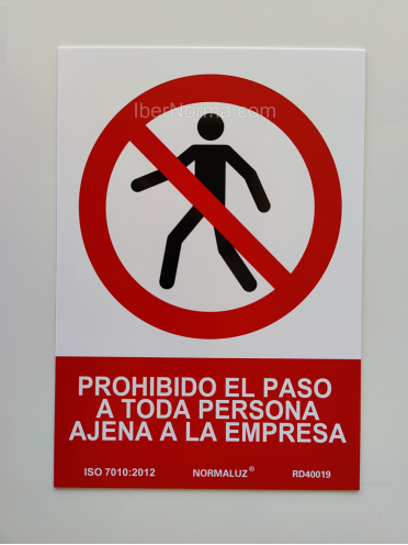Señal Prohibido el paso a toda persona ajena a la empresa - PVC - NMZ (Normaluz)
