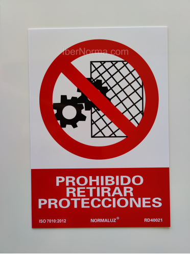 Señal Prohibido retirar protecciones - PVC - NMZ (Normaluz)