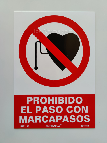 Señal Prohibido el paso con marcapasos - PVC - NMZ (Normaluz)