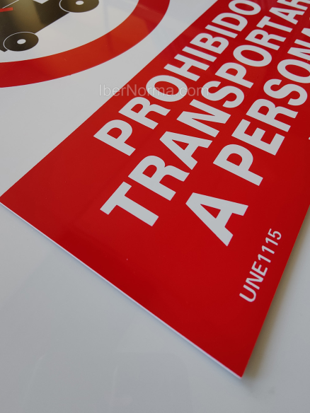 Señal Prohibido transportar a personas - PVC - NMZ (Normaluz)