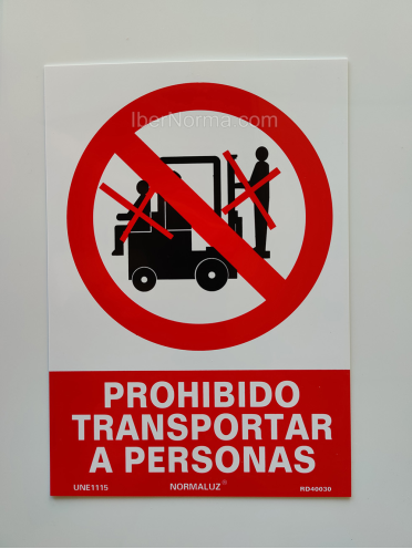 Señal Prohibido transportar a personas - PVC - NMZ (Normaluz)