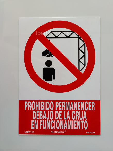 Señal Prohibido permanecer debajo de la grúa en funcionamiento - PVC - NMZ (Normaluz)