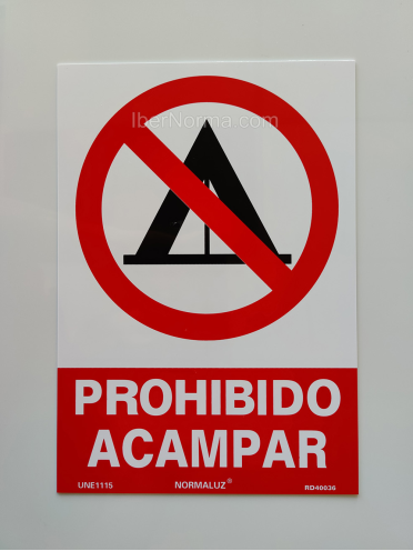Señal Prohibido acampar - PVC - NMZ (Normaluz)
