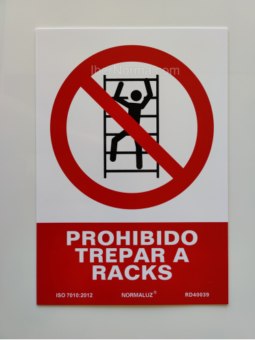 Señal Prohibido trepar a racks - PVC - NMZ (Normaluz)