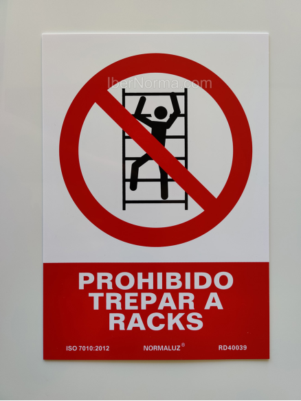 Señal Prohibido trepar a racks - PVC - NMZ (Normaluz)