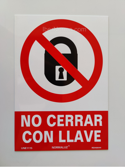 Señal No cerrar con llave - PVC - NMZ (Normaluz)