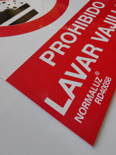 Señal Prohibido lavar vajillas - PVC - NMZ (Normaluz) 2