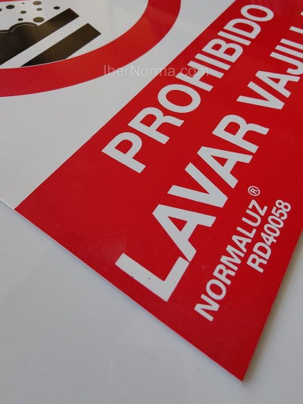 Señal Prohibido lavar vajillas - PVC - NMZ (Normaluz)