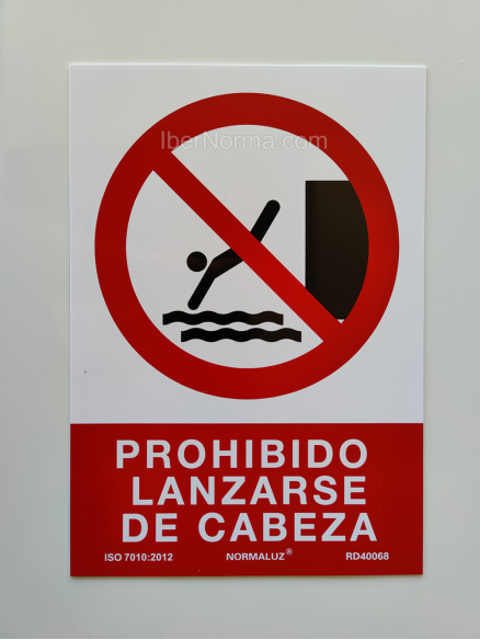 Señal Prohibido lanzarse de cabeza - PVC - NMZ (Normaluz)